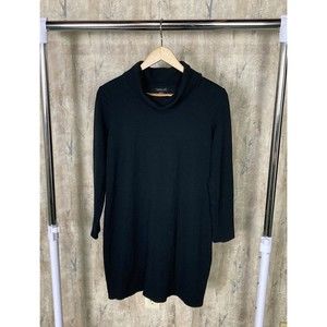 J Jill Wearever Collection Dress Small Petite Stretch Knit Knee Length Black